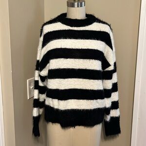 Cozy black and white strip sweater